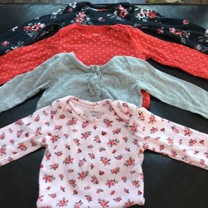 Bundle of 4 long sleeve baby girl onesies 12 mon